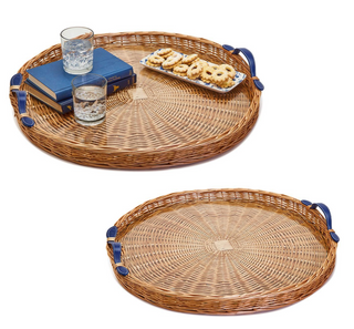 Wicker Round Tray with Handles