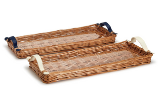 Long Bar Wicker Tray and Acrylic Insert with Handles