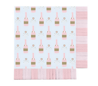 Champagne Bottle Pattern Fringe Napkin