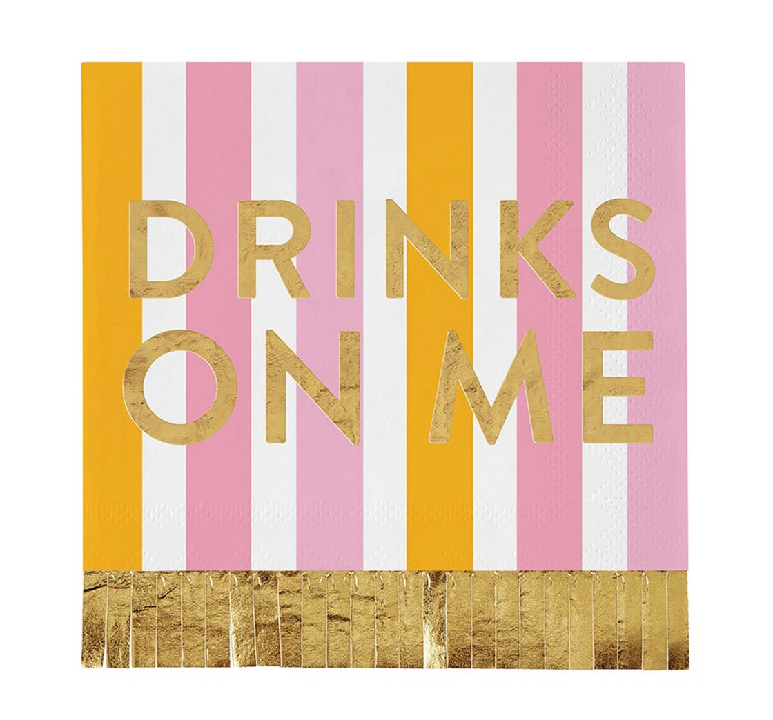 Drinks On Me Paper Napkin with Fringe