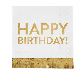 Happy Birthday Foil Fringe Napkin