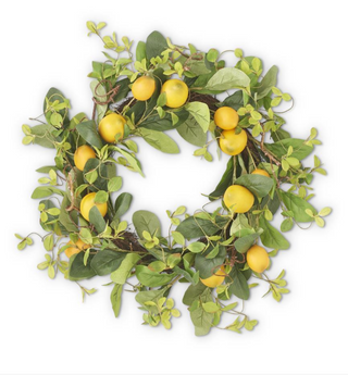 Lemon and Foliage Wreath with Grapevine Base