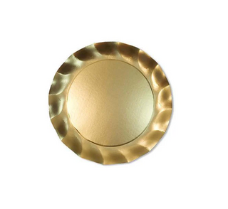 Satin Gold Wavy Paper Salad Plates/8pk