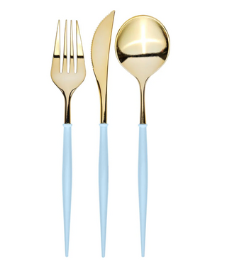 Bella Cutlery Gold/Sky Blue Handle/24pkg