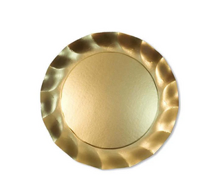 Satin Gold Wavy Paper Dinner Plates/8pk