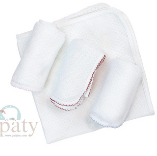 White Paty Knit Receiving/Swaddle Blanket