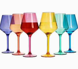Unbreakable Colored Stemmed Wine Glasses, Acrylic