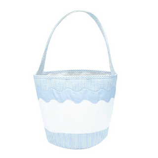 Blue Seersucker Toy Tote/Gifting Bucket