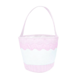 Pink Seersucker Toy Tote/Gifting Bucket