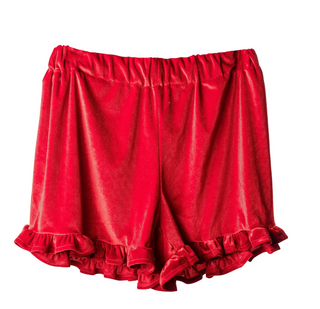 Chloe Velvet Ruffle Short Red