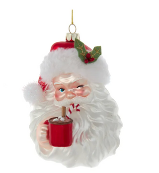 Noble Gems™ Glass Santa With Cocoa Mug Ornament