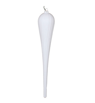 Vickerman White Matte Glitter Drop Christmas Ornament 15.75"