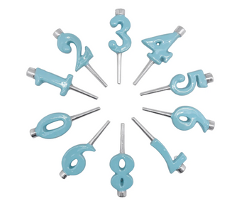 Aqua Candle Number Holder Set