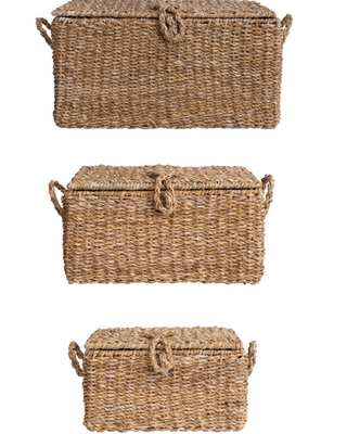Hand-Woven Seagrass & Wire Framed Trunks