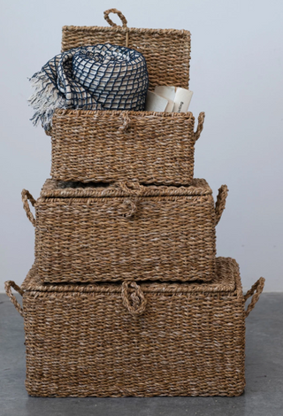 Hand-Woven Seagrass & Wire Framed Trunks
