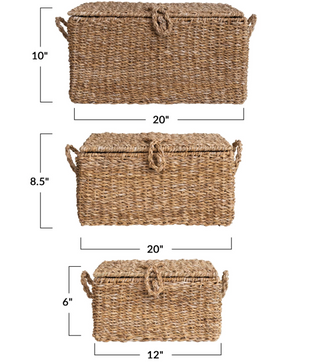 Hand-Woven Seagrass & Wire Framed Trunks