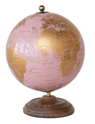 Metal & PVC Globe on Mango Wood Stand