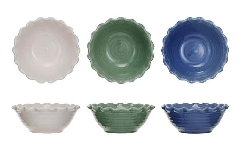 Stoneware Bowl w Scalloped Edge - Thumbnail 2