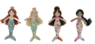 Fabric Mermaid Doll w/ Floral Pattern Tail