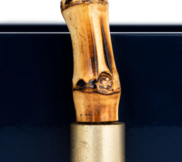 MDF Lacquered Tray w/ Bamboo Handles & Metal Detail - Thumbnail 2