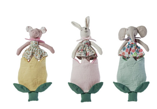 Plush Animal w/ Flower Shaped Pocket