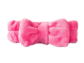 Plush Bow Spa Headband - Coral