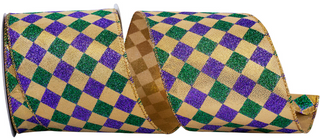 MARDI GRAS DIAMOND GLITTER METALLIC WIRED EDGE