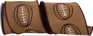 FOOTBALL OUTLINES DELUXE DUPIONI WIRED EDGE
