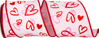 HEARTS TANGLE EMBROIDERED DUPIONI DELUXE WIRED EDGE