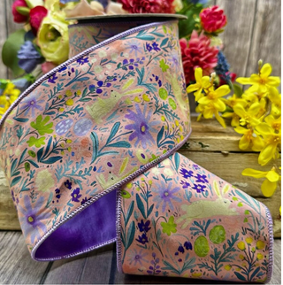 4" Poplin Floral Bunny Ribbon