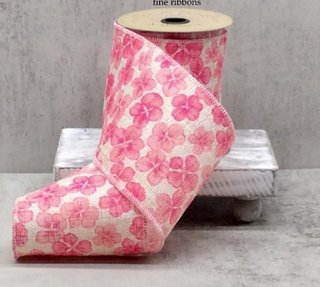 4" Linen Pink Hydrangea Ribbon