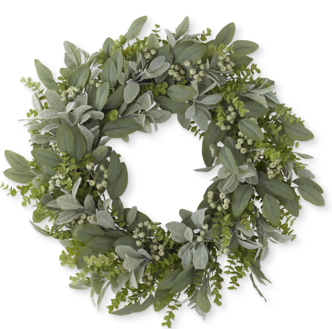 30 Inch Mixed Green Foliage w/Berries Wreath - Thumbnail 2