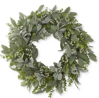 30 Inch Mixed Green Foliage w/Berries Wreath