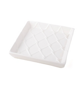 White Textured Beverage Napkin Tray