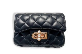 Pearl Closure Quilted Kids Purse