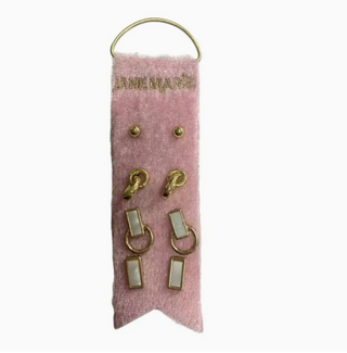 Ball, Links, Shell Inlay Rectangles Earrings Stud Set