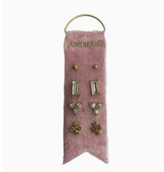 Baguette Crystal, Cross, Trio Crystals Earrings Stud Set