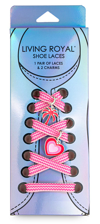 Pink Waves Shoe Laces and Charm Set