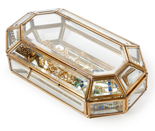Glass Jewelry Box with Gold Antique Trim