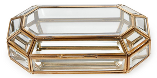 Glass Jewelry Box with Gold Antique Trim