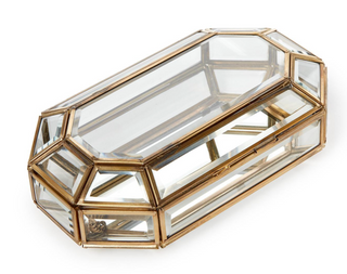 Glass Jewelry Box with Gold Antique Trim