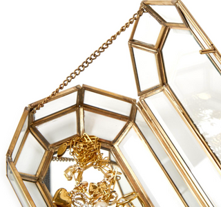 Glass Jewelry Box with Gold Antique Trim