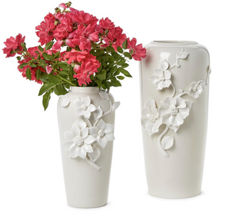 Vases with 3-D Sculpted Flowers