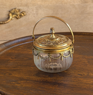 Antique Gold Vanity Jar With Handle