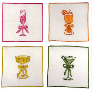 Cheers! Embroidered Cocktail Napkins Set of 4