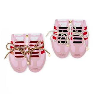 SneakHer Chic Set of Velvet Laces and Bow Charm
