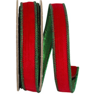 Velvet Touch Deluxe Metallic Green Dupioni Backed Wired Edge Ribbon