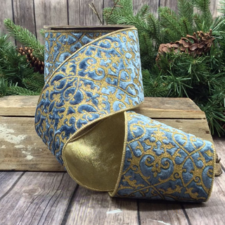 Dusty Blue Velvet Glitter Treillage