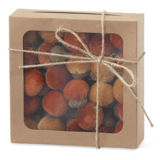 5.5 Inch Box of Mini Rust Tan & Orange Plush Acorns (24pc)
