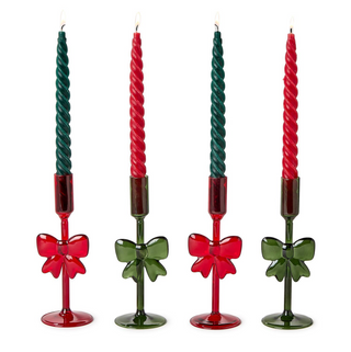 Holiday Bows Hand-Crafted Taper Candleholders